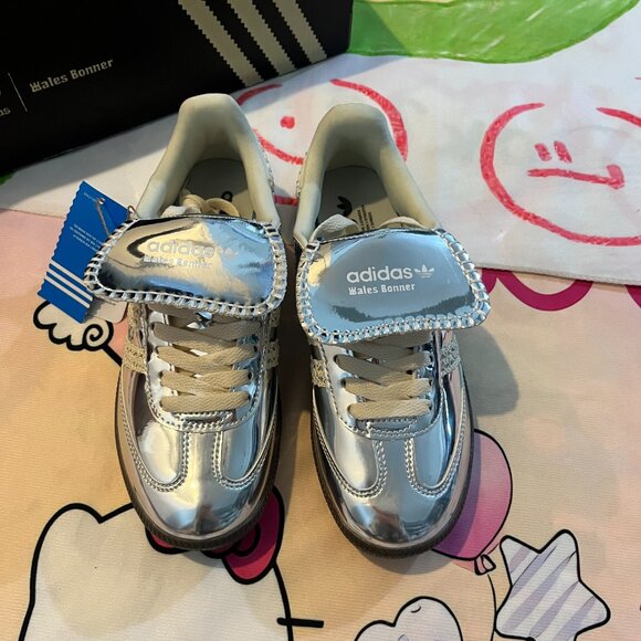 Adidas x Wales Bonner Collaboration Metallic Silver Sneakers - Picture 2 of 7